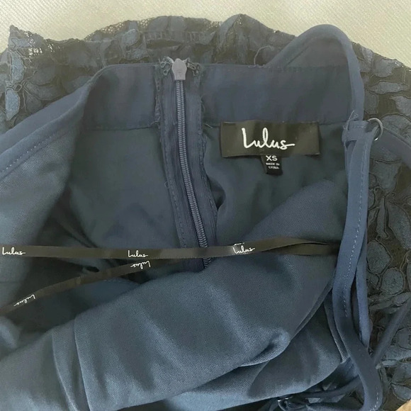 Lulu’s Twirling Around Navy Blue Lace Skater Dress XS - Picture 5 of 5
